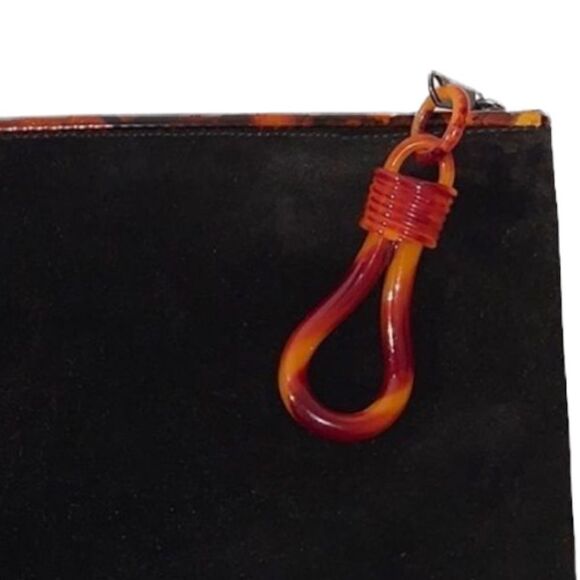 Shirl Miller Ltd Vintage Suede Clutch with Tortoise Shell Trim - Picture 3 of 8